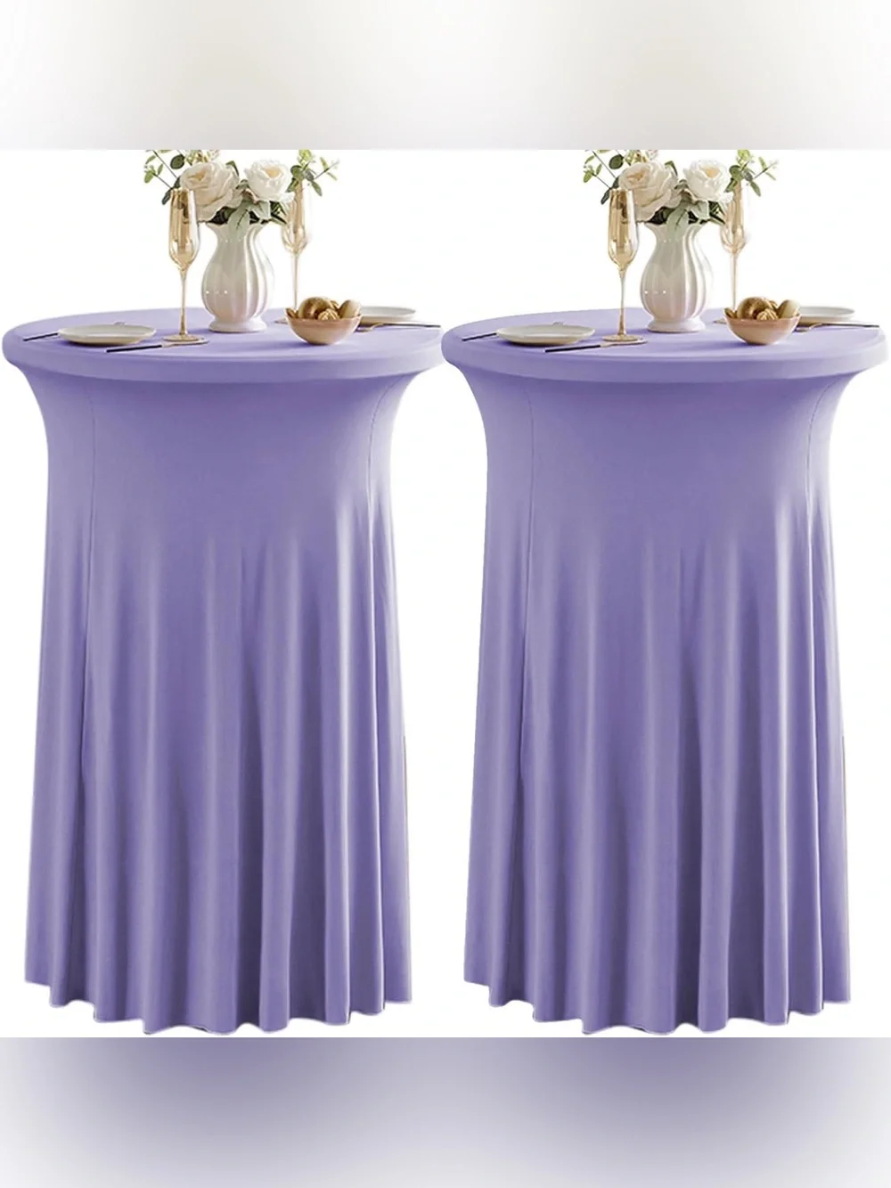 Stretch Spandex Cocktail Table Cover in Lavender - Set of 2